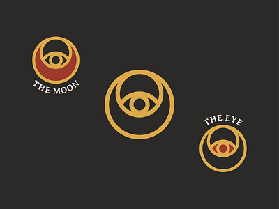 The Moon & The Eye black branding eye gold icon identity illustration line art logo magic mark moon mystery negative space red symbol type vector wizard