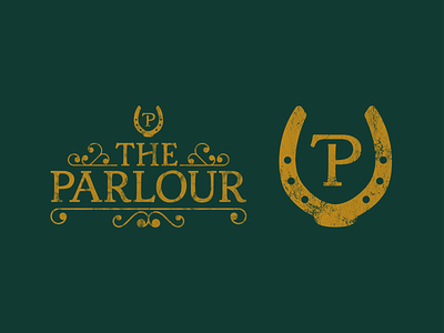 The Parlour Meeting Room Logo branding fancy gold green horse horseshoe icon identity illustration logo logomark logotype mark symbol type victorian