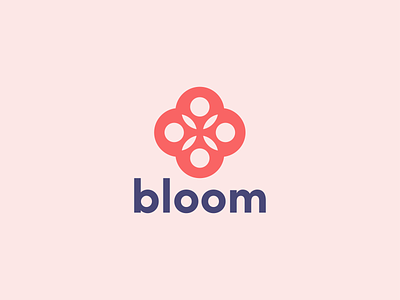 Bloom - Flower Logo bloom branding circle flower flowers icon identity line art logo logomark mark negative space pink purple seed simple sticker symbol type vector