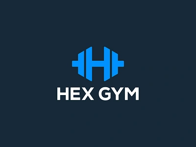 Hex Gym - Dumbbell Logo blue branding fitness gym icon identity line art logo logomark logotype mark negative space sticker symbol type vector