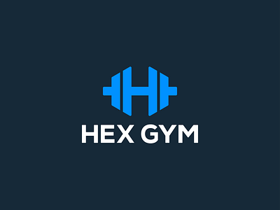 Hex Gym - Dumbbell Logo blue branding fitness gym icon identity line art logo logomark logotype mark negative space sticker symbol type vector