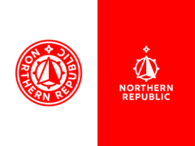 Northern Republic Crest arrow badge branding compass crest icon identity illustration logo logomark logotype mark nautical negative space north northern red star sticker type