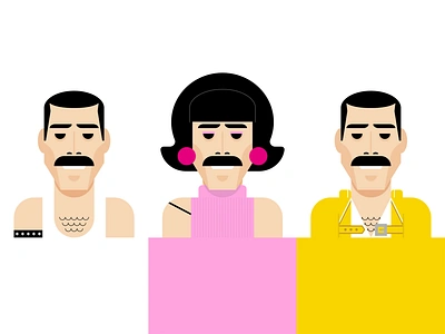 Freddie Mercury branding freddie mercury geometric icon identity idol illustration line art logo logomark moustache music negative space pink queen sticker vector vector art vector illustration yellow