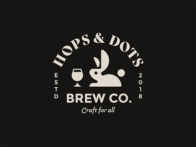 Hops & Dots Brewery Logo Design ale beer beer art branding brewery bunny craft craft ale hops icon identity illustration logo logomark logotype mark negative space rabbit sticker type