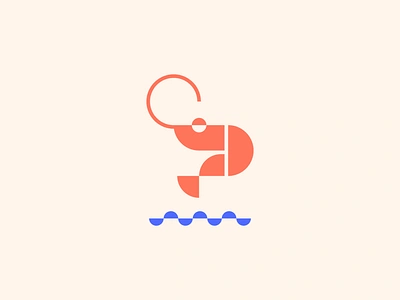 The Shrimp blue bubba gump geometric icon identity illustration line line art logo logomark mark negative space ocean prawn sea seaside shrimp sticker symbol waves