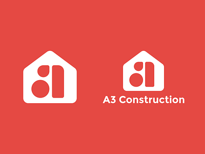 A3 Construction Logo branding building construction geomtric home house icon identity letter a line art logo logomark logotype mark negative space property red symbol type