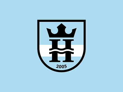 FC Helsingor Crest branding crest crown denmark football football logo icon logo logomark logotype mark negative space river shield soccer sport sticker type wave