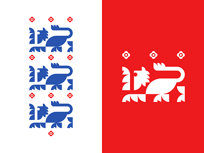 Three Lions - England Logo blue branding cat crest england euro 2020 football geometric icon illustration lion logo mark negative space red shield soccer vector