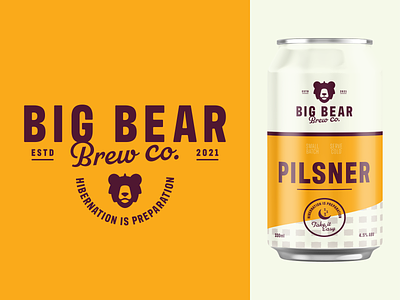 Big Bear Brewery - Pilsner ale bear beer branding brewery can craft beer geometric hops icon illustration label logo mark monoline negative space packaging type vector