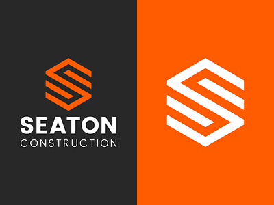Seaton Construction Logo Design bold brand branding building construction icon identity logo minimalist negative space s type typography