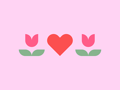 Happy Valentine's Day branding couple crush cupid design flowers geometric heart icon illustration logo love mark negative space pink red tulip valentine valentines day vector