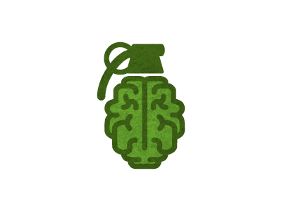 Mind-blowing army bomb brain flat grenade illustration logo logo design mind symbol think vector