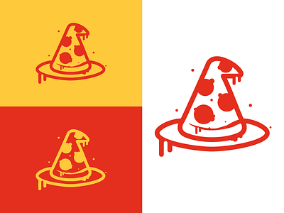 Pizza Magic Colour Palette concept food graphic design hat illustration logo design magic mono pizza slice vector wizard