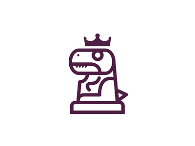 Extinct Strategy / Dino Chess chess crown dinosaur icon jurassic king logo mark simple t rex vector