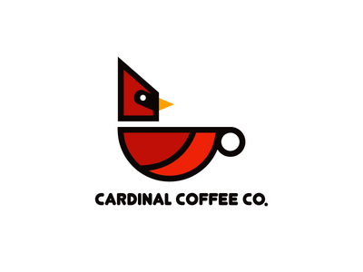 Cardinal Coffee bird cafe cardinal coffee cup icon identity logo logo design logotype nature vector