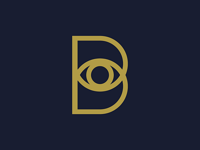 B Eye Logo b eye gold icon letter line art logo mark symbol type vector