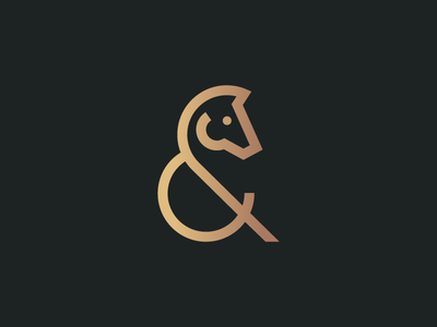 Horse Ampersand ampersand animal brand horse icon line art logo logomark logotype minimalism symbol vector