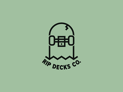Rip Decks Company brand icon line art logo logomark logotype minimalism rip skateboard spooky symbol vector