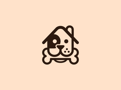 Furbo Dog Homes bone dog flat house identity illustration line art logo logomark logotype mark sticker