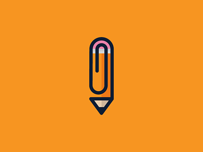Stationery Logo brand icon identity line art logo logomark logotype mark paper clip pencil stationery sticker