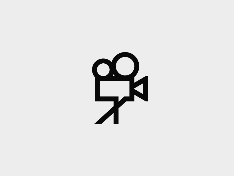 Cinechat negative space youtube icon symbol mark line art film letter type logo sticker