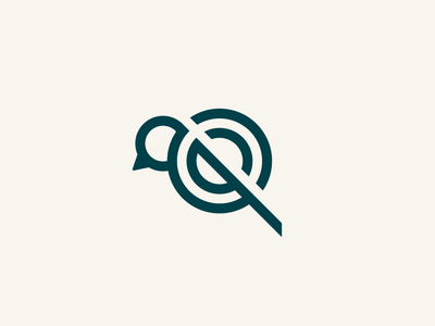 Quill bird branding icon line art logo mark negative space q symbol type vector