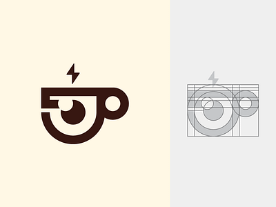 Wide Awake Coffee House Logo & Process branding coffee eye grid icon line art logo mark negative space symbol vector