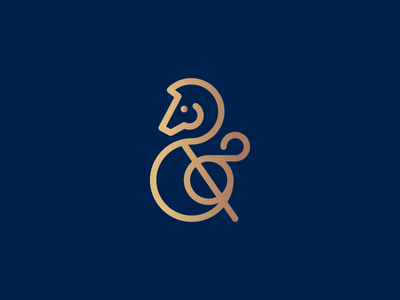 Horse Ampersand 2 - Traditional Look ampersand branding horse icon line art logo mark negative space symbol type vector