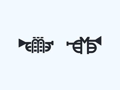 Trumpet - M branding icon logo m mark music negative space symbol trumpet type vector