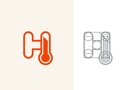 Hot H - UK Heatwave Fun h hot icon line logo mark negative space symbol thermometer type vector