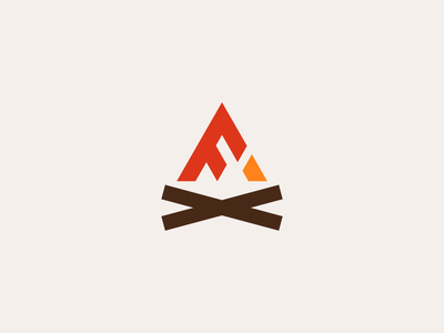 Camp Fire - Letter F branding camp fire icon line logo mark negative space symbol tent type vector