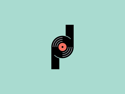 P.D Records branding icon line logo mark negative space p record symbol type vector