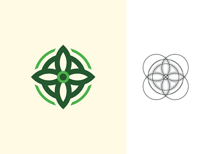 Eco Air grid icon leaf line logo mark negative space plant symbol type vector