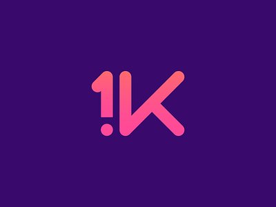 1K! - 1000 Followers ! 1000 branding icon line logo mark negative space symbol type vector