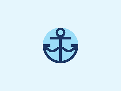Anchor & Wave anchor branding icon logo mark nautical negative space ocean symbol type vector