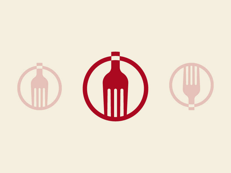 Wine & Dine restaurant fork wine logo type branding negative space mark symbol icon vector