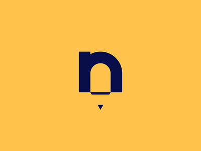 N + Pencil branding icon logo mark n negative space pencil sketch symbol type vector