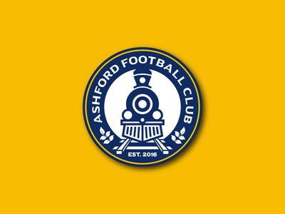 Ashford FC branding crest football leaf logo mark negative space shield soccer train type