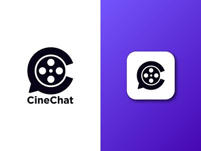 CineChat - Refresh app branding chat cinema film icon identity logo logotype mark messenger movie negative space reel sticker symbol type vector