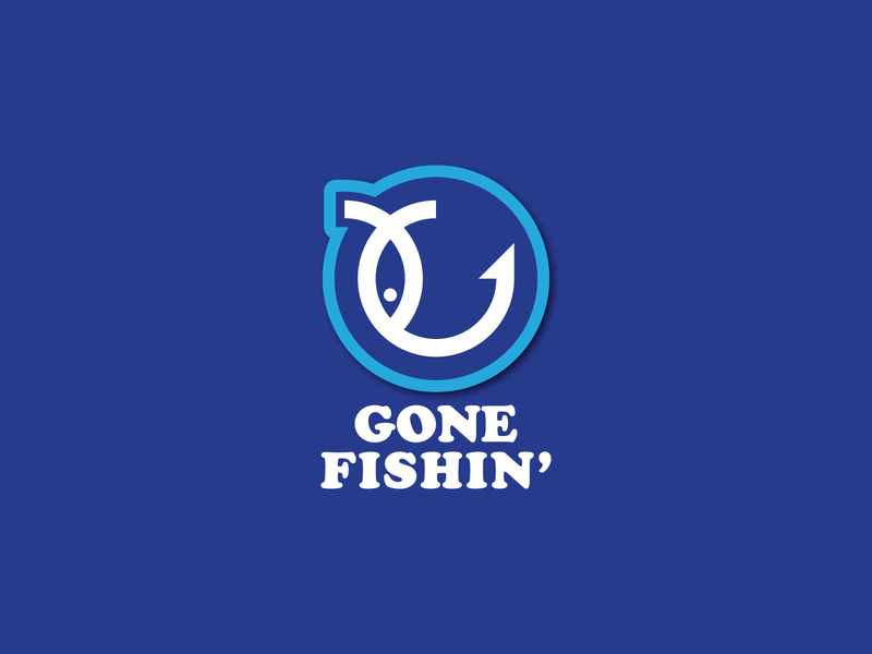 Gone Fishin' - WIP adventure blue brand branding fish fishing g icon identity letter line line art logo logomark negative space o outdoor sticker symbol type