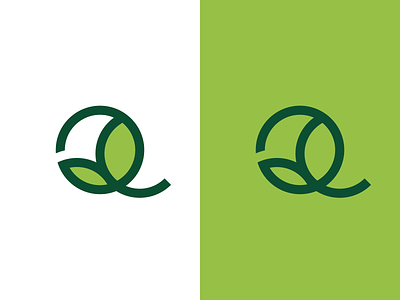 Q + Leaf/Growth branding eco green icon identity leaf leaves line logo mark negative space outdoor q seo symbol type vector
