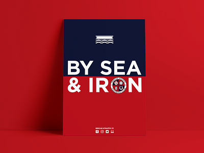 By Sea and Iron - Poster Designs advertisement blue branding football icon identity illustration info graphic logo mark negative space poster red sea soccer steel sticker type typography waves