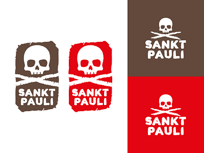 FC St. Pauli - Skull and Crossbones branding brown football germany icon identity illustration line art logo logomark mark negative space red skull skull and crossbones soccer st pauli sticker type typography