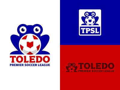 Toledo Premier Soccer League branding crest football frog icon identity illustration league logo logomark logotype mark mls negative space ohio soccer sports sticker toledo vector