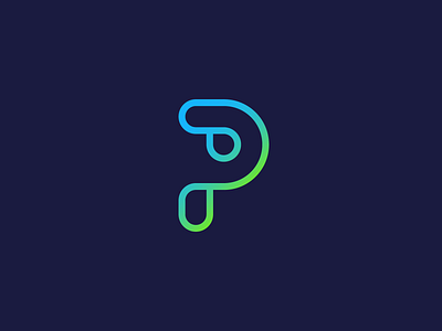 Letter P + Water blue droplet green icon identity illustration line line art logo logomark logotype mark negative space ocean p pacific sticker type typography water