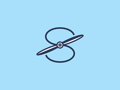 S Propeller aircraft aviation branding icon illustration line line art logo logomark logotype mark monogram negative space propeller s soccer sticker type typography vector