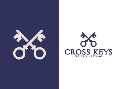 Cross Keys Property Lettings branding icon identity key line art logo logomark mark property type