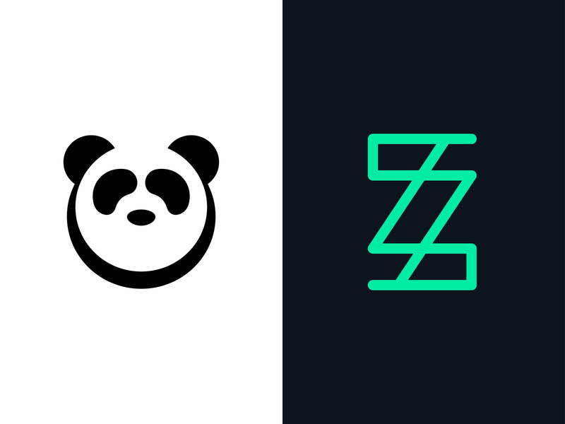 Daily Logo Challenge Day 3 & 4: Panda/Random Letter branding dailylogochallenge icon line art logo logo challenge logomark logotype mark negative space panda z