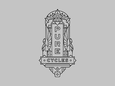 Pure Cycles Head Tube Badge art deco bicycles bikes fixed gear fixie line art logo pure cycles pure fix wolf