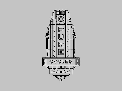 Pure Cycles Head Tube Badge Design art deco bicycles bikes fixed gear fixie line art logo pure cycles pure fix wolf